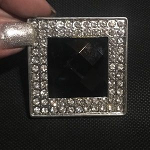 Black and Bling square magnetic pendant